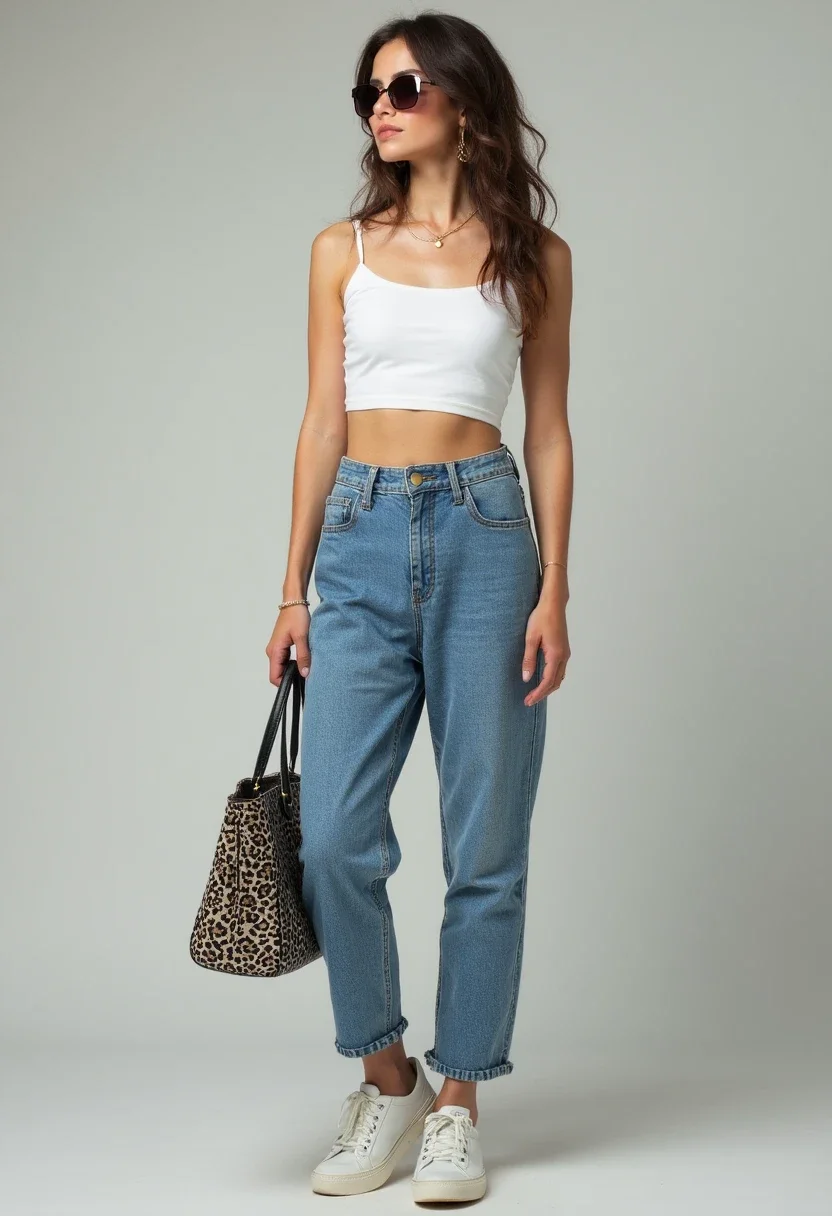 4. Effortlessly Cool: Crop Top and High-Waisted Jeans