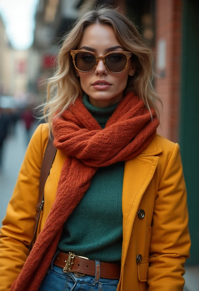 Close-up of knee high boots outfit with statement accessories.